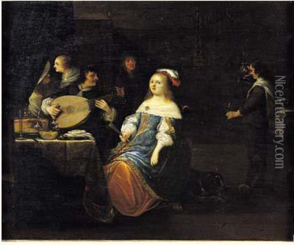 Scene De Banquet Oil Painting - Antonie Palamedesz
