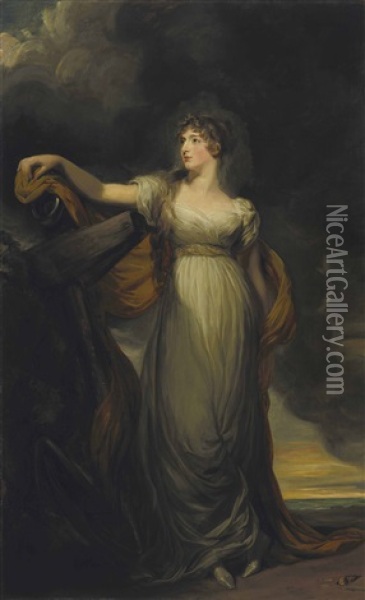 Portrait Of Louisa Montagu, Viscountess Hinchingbrook, Later Countess Of Sandwich, As Hope (in Collab. W/studio) Oil Painting - Thomas Lawrence