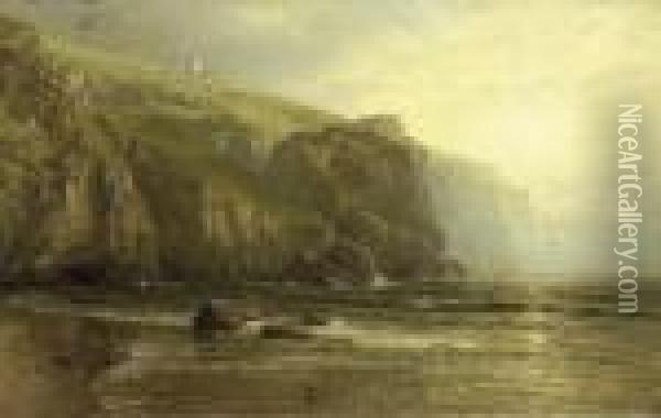 Sunset Along The Coast Of Cornwall Oil Painting - William Trost Richards