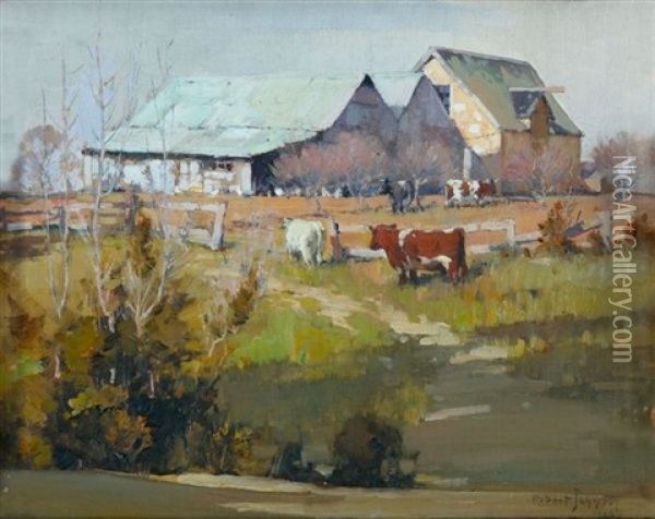Farmyard With Cattle Oil Painting - Robert Johnson