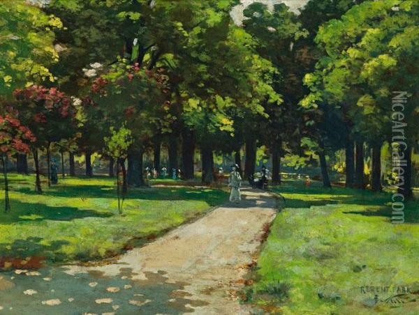 Regent Park Oil Painting - Girolamo Pieri B. Nerli