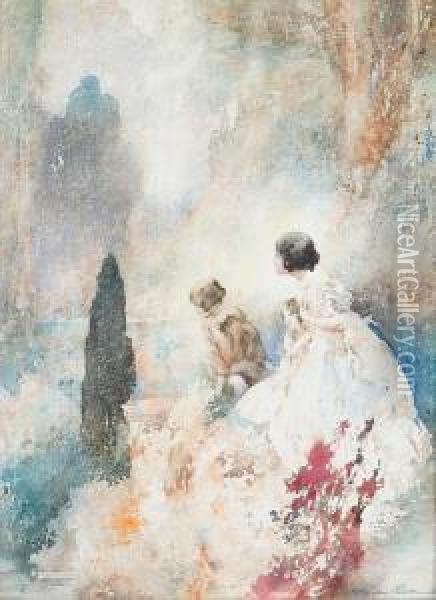 Three Young Girls Oil Painting - Charles Robinson