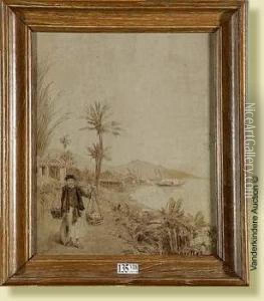 Paysage Anime En Indochine Oil Painting - Gaston-Marie-Anatole Roullet