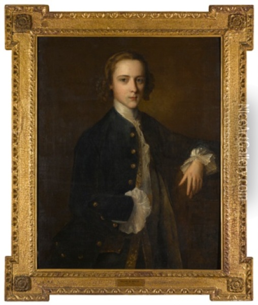 Portrait Of A Young Man, Half-length Oil Painting - Philip Mercier
