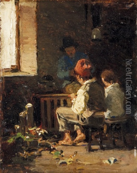 I Figli Del Vaccaro Oil Painting - Lorenzo Delleani