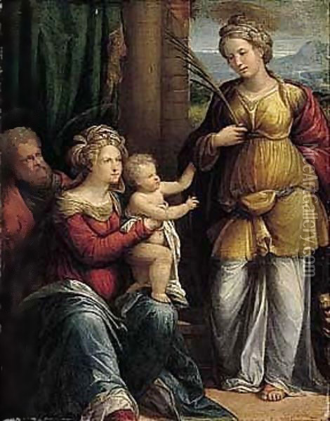 The Holy Family With Saint Catherine Oil Painting - Garofalo