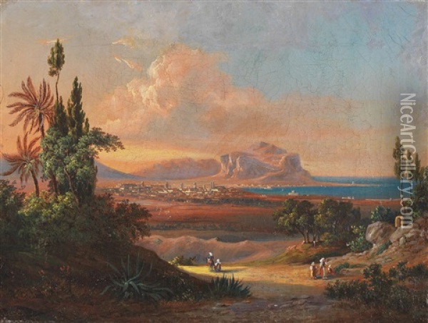 Ansicht Von Palermo Oil Painting - Ludwig Vogel