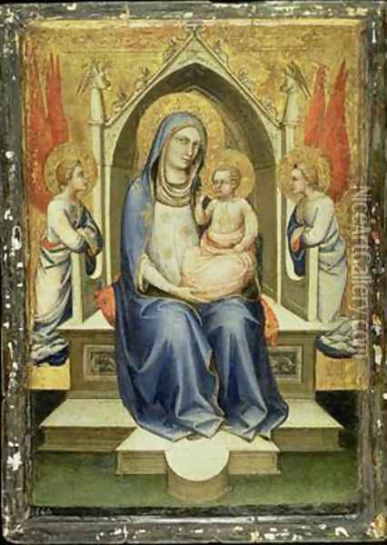 Madonna Enthroned between Two Adoring Angels Oil Painting - Fra Angelico (Guido di Pietro)