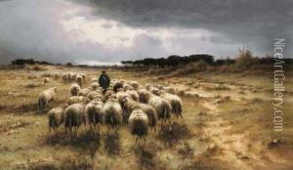 A Shepherd And His Flock Oil Painting - Cornelis I Westerbeek