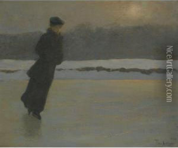 The Skater Oil Painting - Pierre Troubetzkoy