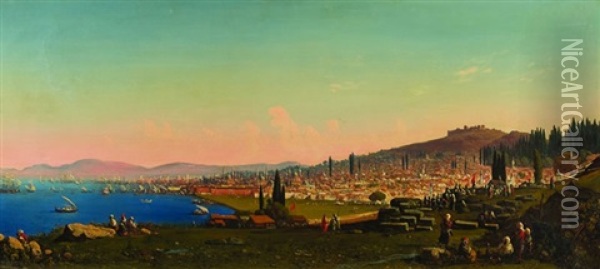 Istanbul Oil Painting - Harald-Adof-Nikolaj Jerichau