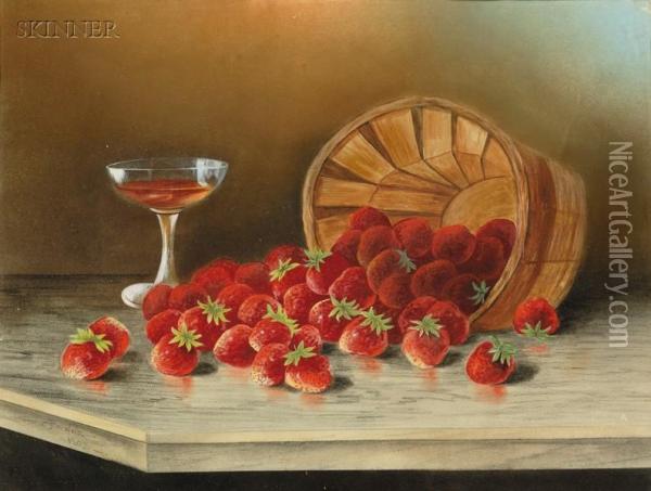 Still Life With Strawberries Oil Painting - John Bower