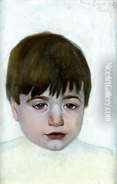 Portrait De Jeune Garcon Oil Painting - Boris Dimitrevich Grigoriev