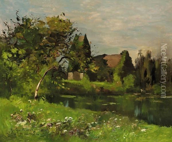 The River Bank Oil Painting - Jean Baptiste Antoine Guillemet