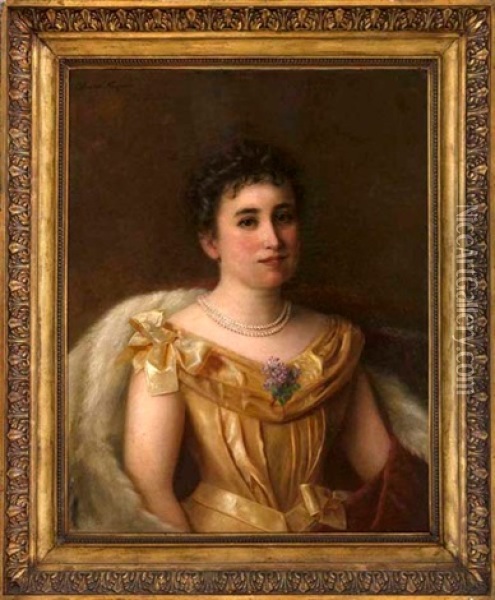 Portrat Einer Dame Mit Perlenkette Oil Painting - Clasine Carolina Frederica Neuman