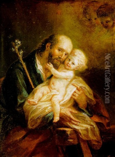 Der Heilige Josef Mit Dem Jesuskind Oil Painting - Martin Johann (Kremser Schmidt) Schmidt