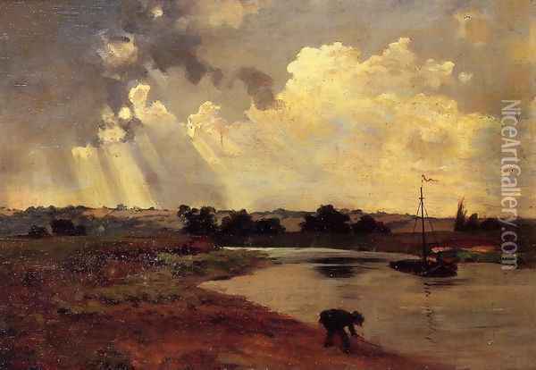 The Banks of the River Oil Painting - Charles-Francois Daubigny