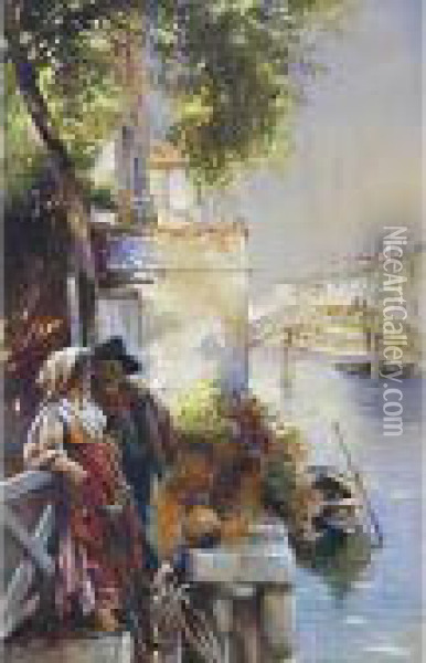 Innamorati A Venezia Oil Painting - Eugene de Blaas
