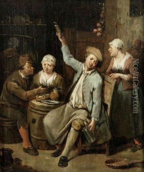 Buveurs Dans Une Taverne Oil Painting - Jan Baptist Lambrechts