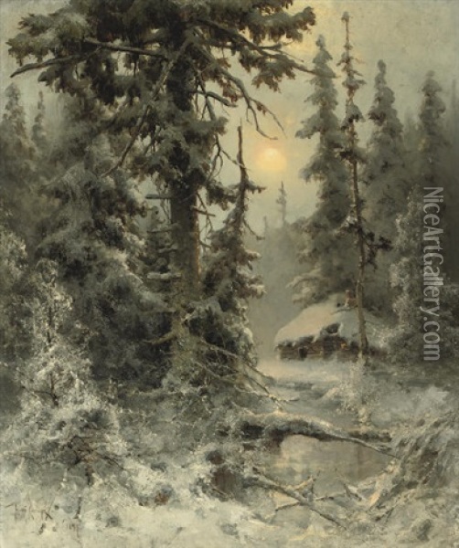 After The Snowfall Oil Painting - Yuliy Yulevich (Julius) Klever