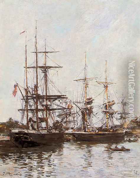 Trouville Harbor Oil Painting - Eugene Boudin