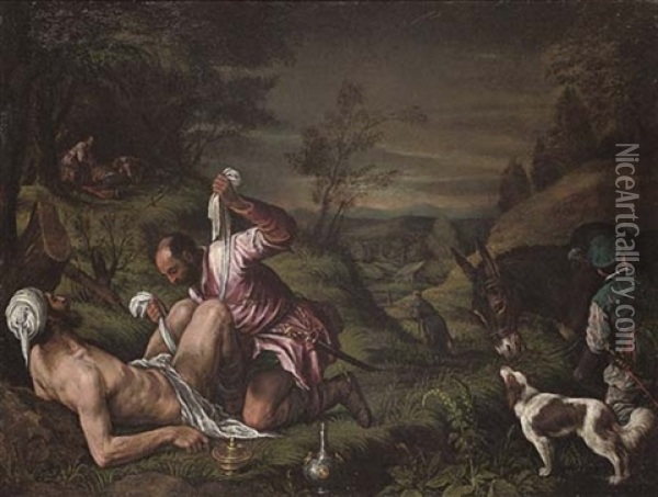 The Good Samaritan Oil Painting - Leandro da Ponte Bassano