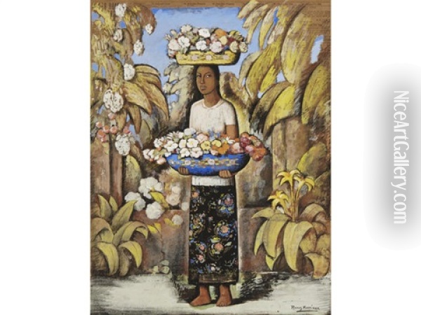 Untitled (vendedora De Flores) Oil Painting - Alfredo Ramos Martinez