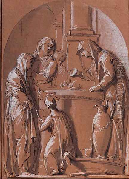Vestal Virgins sacrificing at an altar Oil Painting - Jacob de Wit