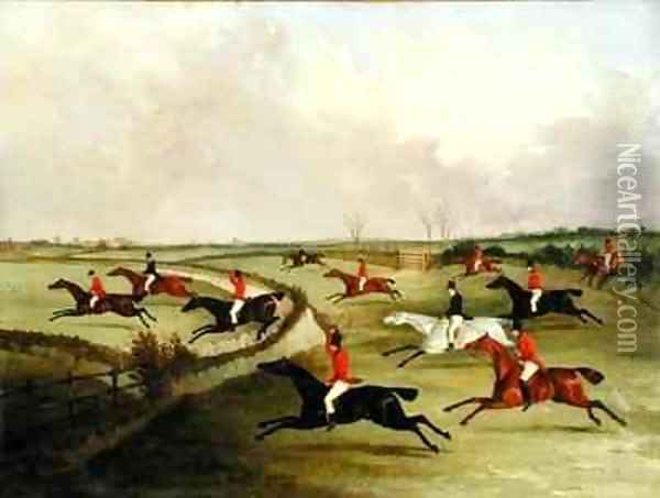 The Quorn Hunt in Full Cry Second Horses Oil Painting - Joshua Dalby