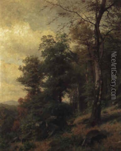 Herbstlicher Wald Oil Painting - Fritz Carl Werner Ebel