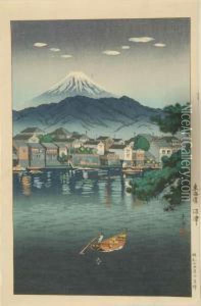 Namazu Harbor Oil Painting - Tsuchiya Koitsu