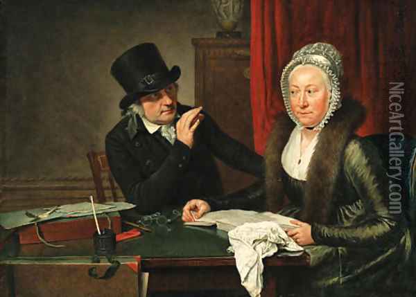 A lady and gentleman conversing at table Oil Painting - Wybrand Hendriks