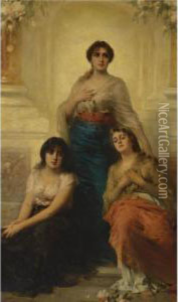 Three Beauties Oil Painting - Nathaniel Sichel