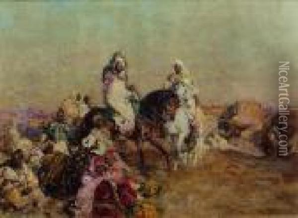 Moroccan Horsemen Oil Painting - Henri Julien Rousseau