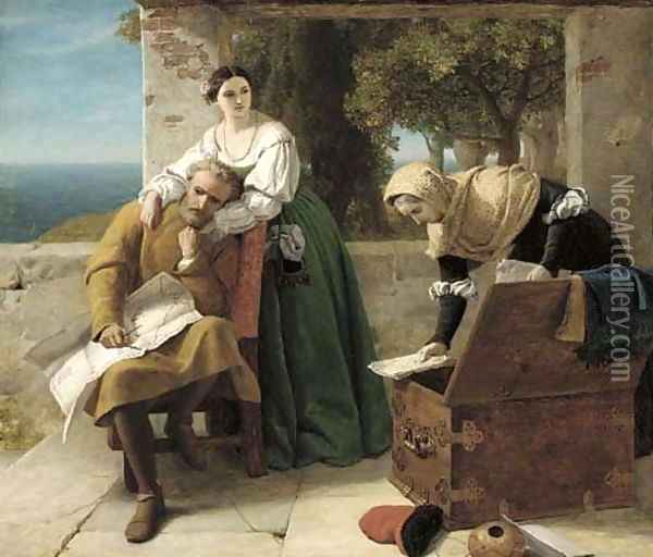 Christopher Columbus at Lisbon Oil Painting - Frederick Richard Pickersgill