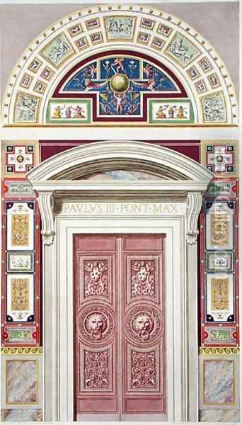 Doorway to the Raphael Loggia at the Vatican, from Delle Loggie di Rafaele nel Vaticano, engraved by Giovanni Ottaviani c.1735-1808, published c.1772-77 Oil Painting - Savorelli, G. & Camporesi, P.