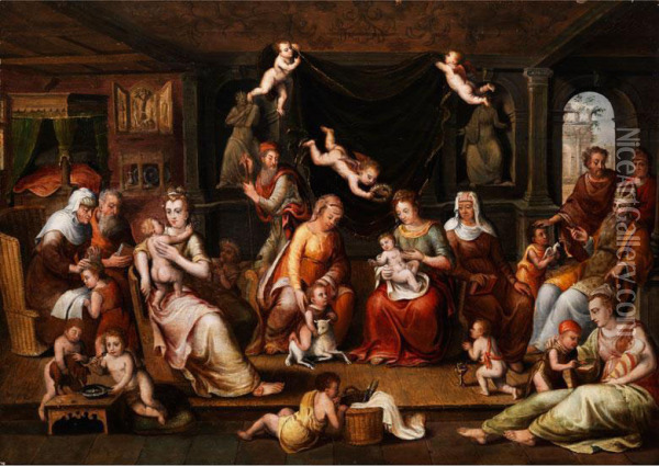 Die Heilige Familie Oil Painting - Frans I Vriendt (Frans Floris)