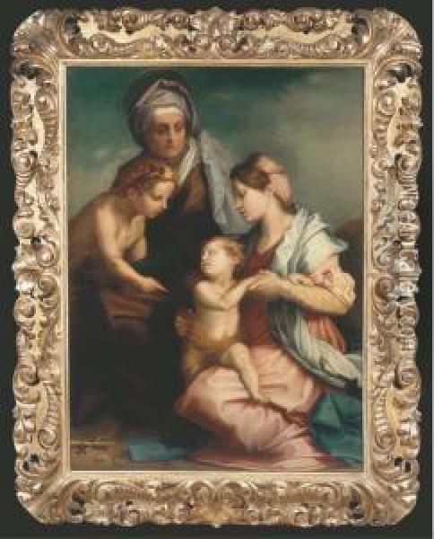 The Madonna And Child With Saint
 Elisabeth And The Infant Saintjohn The Baptist ('the Medici Holy 
Family') Oil Painting - Andrea Del Sarto