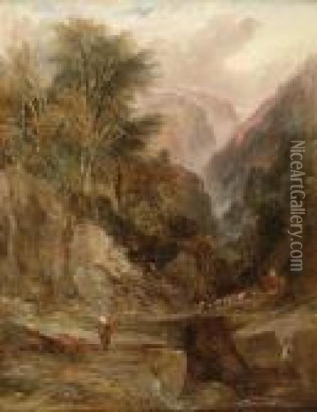 Crossing The Ravine Oil Painting - William James Muller
