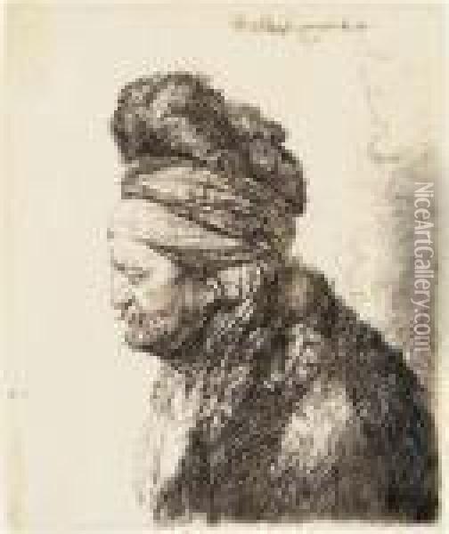 Second Oriental Head Oil Painting - Rembrandt Van Rijn