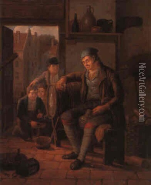 A Stolen Drink Oil Painting - Christopher (Christoffel) Wust