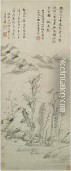 Autumn Rain On The Bare Hill Oil Painting - Jiang Shijie
