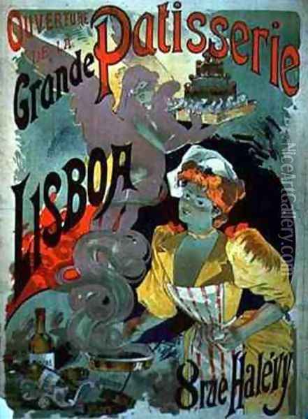 Poster advertising the Opening of the Grande Patisserie Lisboa in Paris Oil Painting - Emile Georges Giran