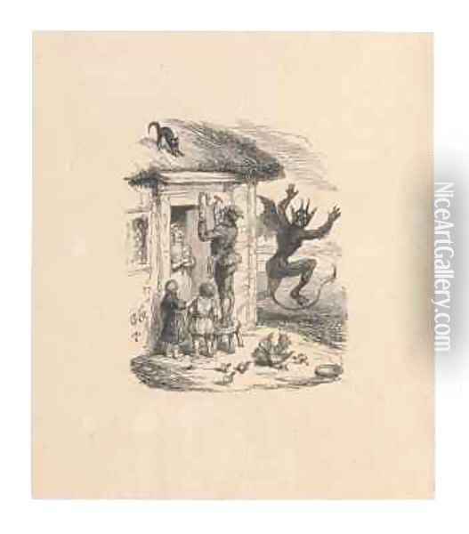 Illustration from The True Legened of St Dunstan and the Devil Oil Painting - George Cruikshank I