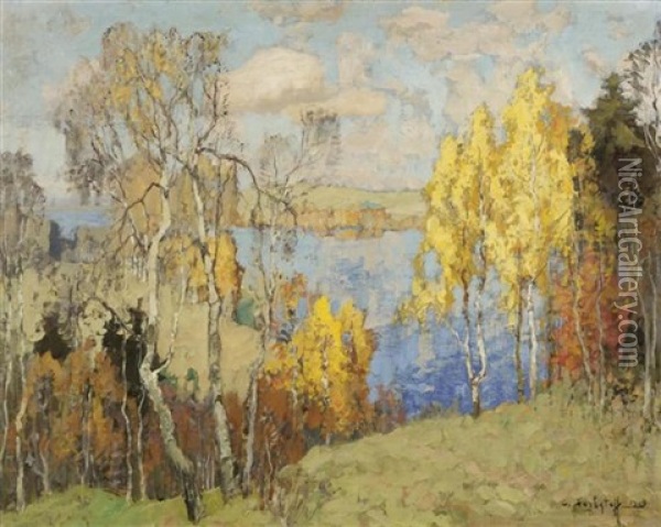 Herbstruhe Oil Painting - Konstantin Ivanovich Gorbatov