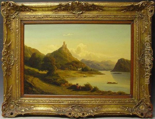 Romantische Landschaftsszene An Einem Flus Oil Painting - Edmond Maire