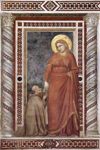 Scenes from the Life of Mary Magdalene- Mary Magdalene and Cardinal Pontano 1320s Oil Painting - Giotto Di Bondone