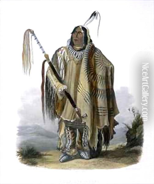 Pehriska-Ruhpa, a Minatarre or Big-Bellied Indian Oil Painting - Karl Bodmer