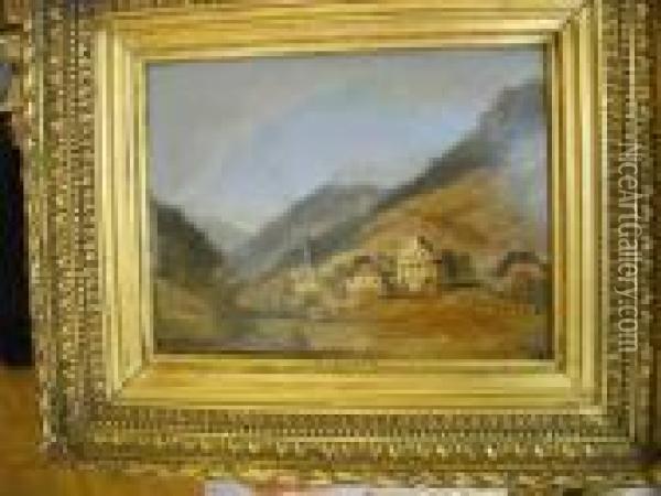 Village Des Alpes Oil Painting - Pierre Justin Ouvrie