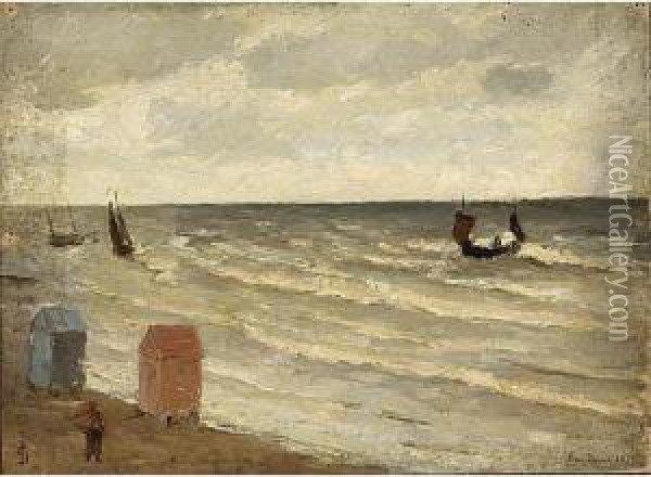 La Panne; Together With Three Other Works By The Same Artist Oil Painting - Carel Nicolaas Storm Van'S Gravensande